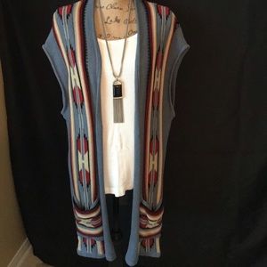 Blue Aztec Sweater Vest